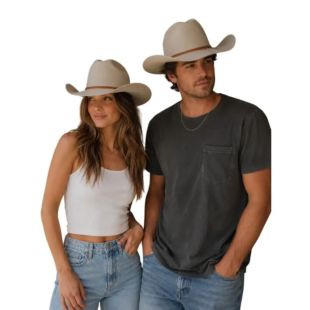 Brixton Cowboy Western Hat Beige Wool Felt Size S 7 56cm